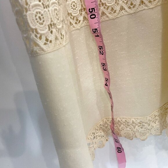 Butte Knit Vintage Short Sleeve Wedding Dress Lace M Ivory Square Neck S 70s 60s - Picture 11 of 14